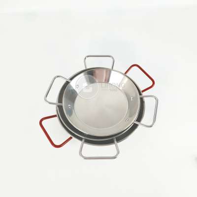 Factory custom LOGO Kitchen Seadfood Paella Pan non stick Fry Pan Stainless steel Paella Pan