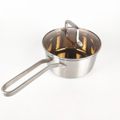 Factory Custom Metal Cooking Pot Kids Milk Pan sus304 Stainless Steel cookware,casseroles with lid